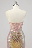 Strapless zeemeermin blush korset pailletten galajurk