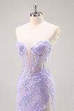 Lila strapless korset galajurk met afneembare overlay