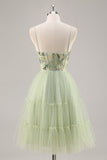 Groen Applique Korset A Line Homecoming Jurk