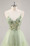 Groen Applique Korset A Line Homecoming Jurk