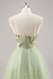Groen Applique Korset A Line Homecoming Jurk