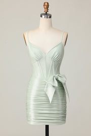 Sage Bodycon Korset Korte Homecoming Jurk met Strik
