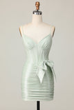 Sage Bodycon Korset Korte Homecoming Jurk met Strik
