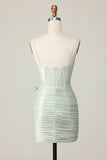 Sage Bodycon Korset Korte Homecoming Jurk met Strik