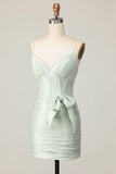 Sage Bodycon Korset Korte Homecoming Jurk met Strik