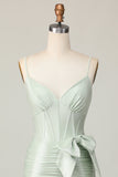 Sage Bodycon Korset Korte Homecoming Jurk met Strik