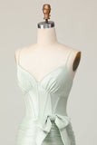 Sage Bodycon Korset Korte Homecoming Jurk met Strik
