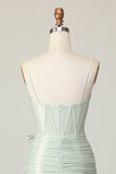 Sage Bodycon Korset Korte Homecoming Jurk met Strik