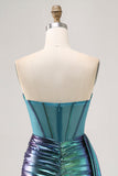 Metallic Groen Korset Bodycon Korte Homecoming Jurk met ruches
