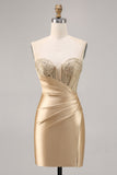 Gouden strapless korset Bodycon korte homecoming jurk