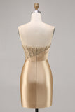 Gouden strapless korset Bodycon korte homecoming jurk