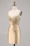 Gouden strapless korset Bodycon korte homecoming jurk