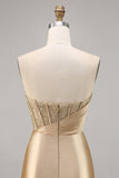 Gouden strapless korset Bodycon korte homecoming jurk