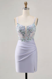 Korset Lavendel Bodycon Pailletten Homecoming Jurk