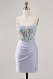 Korset Lavendel Bodycon Pailletten Homecoming Jurk