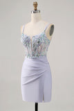 Korset Lavendel Bodycon Pailletten Homecoming Jurk
