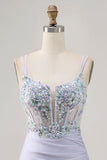 Korset Lavendel Bodycon Pailletten Homecoming Jurk