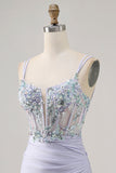 Korset Lavendel Bodycon Pailletten Homecoming Jurk