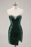 Donkergroene strapless korset Bodycon Homecoming jurk
