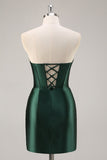 Donkergroene strapless korset Bodycon Homecoming jurk