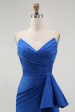Strapless koningsblauwe zeemeerminjurk voor het galaas met sjerp