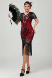 Black Gatsby pailletten jaren 1920 jurk met franjes
