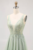 Groene A-lijn Tule Backless Beaded Short Homecoming Jurk met pailletten