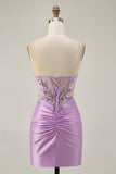 Grijs Groene Bodycon Strapless Homecoming Jurk met Pailletten