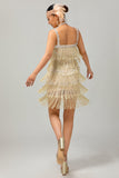 Zwarte pailletten Gatsby Bodycon korte jaren 1920 jurk met franjes