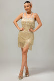 Zwarte pailletten Gatsby Bodycon korte jaren 1920 jurk met franjes