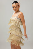Zwarte pailletten Gatsby Bodycon korte jaren 1920 jurk met franjes