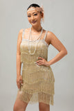 Zwarte pailletten Gatsby Bodycon korte jaren 1920 jurk met franjes