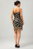 Zwarte gouden pailletten Vintage Bodycon jaren 1920 jurk