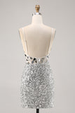 Korset Zilver V-hals Bodycon Mirror Homecoming Jurk
