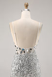 Korset Zilver V-hals Bodycon Mirror Homecoming Jurk