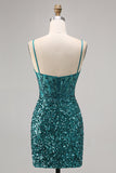 Korset Grijs Blauwe Bodycon Pailletten Homecoming Jurk