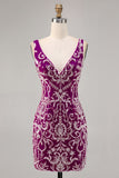 Sprankelende Fuchsia Bodycon Homecoming Jurk met Kralen