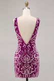 Sprankelende Fuchsia Bodycon Homecoming Jurk met Kralen