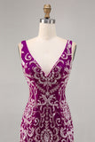 Sprankelende Fuchsia Bodycon Homecoming Jurk met Kralen