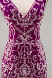 Sprankelende Fuchsia Bodycon Homecoming Jurk met Kralen