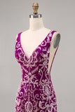 Sprankelende Fuchsia Bodycon Homecoming Jurk met Kralen