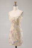 Abrikoos bloemen geborduurde bodycon homecoming jurk