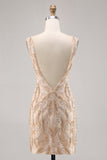Kralen Champagne Bodycon Homecoming Jurk met Pailletten