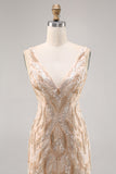 Kralen Champagne Bodycon Homecoming Jurk met Pailletten