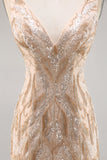 Kralen Champagne Bodycon Homecoming Jurk met Pailletten