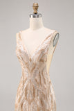 Kralen Champagne Bodycon Homecoming Jurk met Pailletten