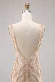 Kralen Champagne Bodycon Homecoming Jurk met Pailletten