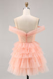 Leuke Blush Gelaagde A Line Homecoming Dress met 3D Bloemen