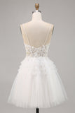 Witte Tule A Line Homecoming Jurk met Appliques