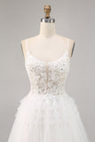 Witte Tule A Line Homecoming Jurk met Appliques